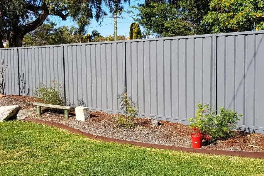 Grey Colored Colorbond Fencing on a Garden