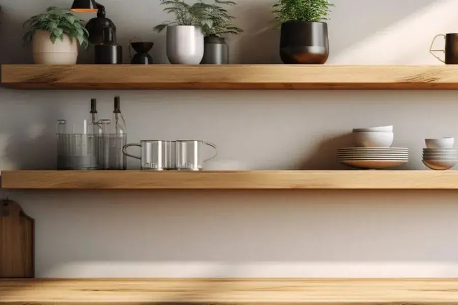 wooden kitchen shelf decor
